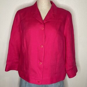 Talbots 100% Irish Linen Pink Blazer Jacket